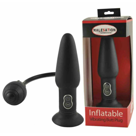 You2Toys Inflatable Anal Plug with Vibration, Black, Adjustable Size