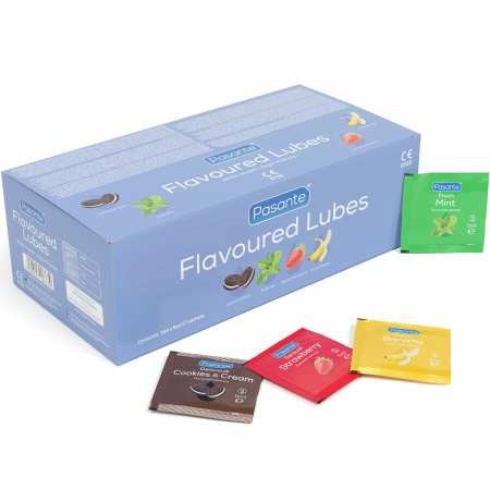 Pasante Flavor Lubricants 144x5ml Box - Mint, Banana, Strawberry, Cookie & Cream