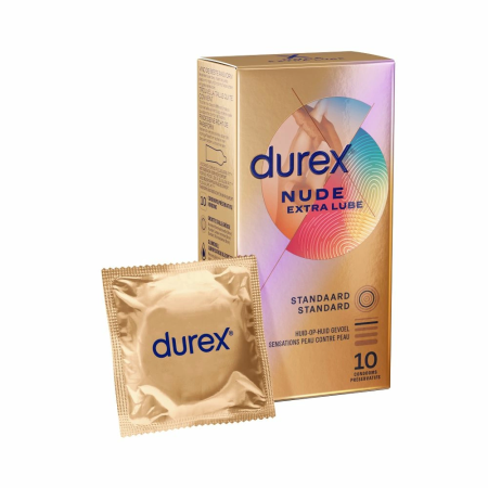Durex Nude Extra Lubricant Ultra-Thin Protective Condoms 10-Pack