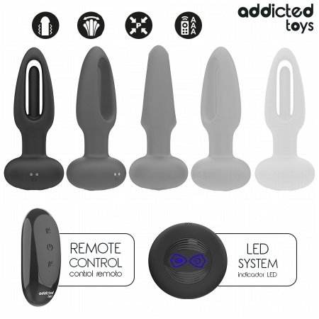 Addicted Toys Vibrating Plug with Remote & Oscillating Silicone Tip 130mm