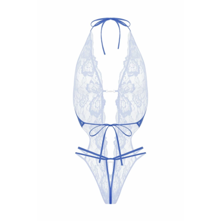Body Renee Magic Blue - Soft Lace Bodysuit by Be Wicked, Adjustable Straps S/M