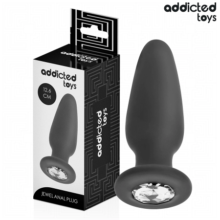 Addicted Toys Silicone Plug L with Decorative Jewel 12.6 cm Black