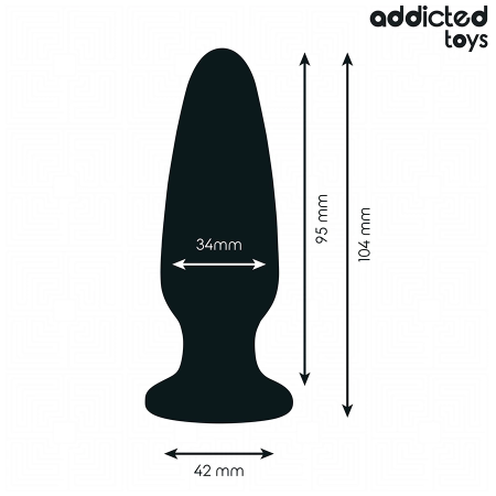 Addicted Toys Silicone Intimate Plug with Jewel Base Size M 10.4cm Black