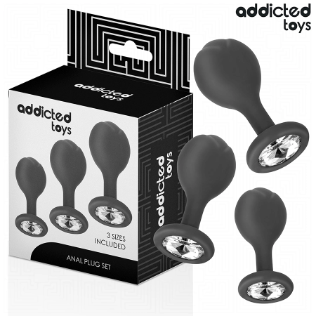 Addicted Toys Silicone Plug Set 3 Sizes with Decorative Gem Base