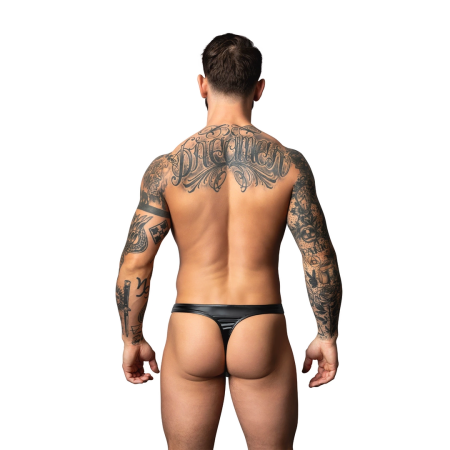 Male Power Liquid Onyx 2.0 Wetlook Thong S/M Black - Sculpted Fit