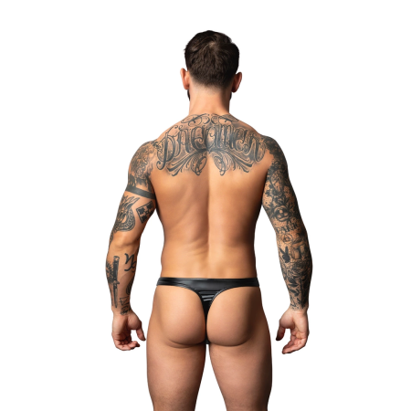 Male Power Liquid Onyx 2.0 Thong L/XL Black High-Shine Comfort Fit