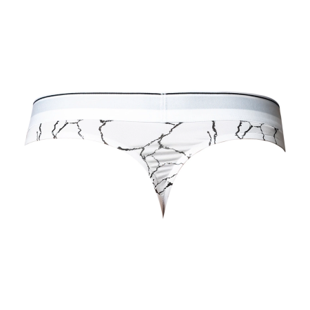 Male Power Soo Cumfy Thong S/M White Marble Modal Underwear