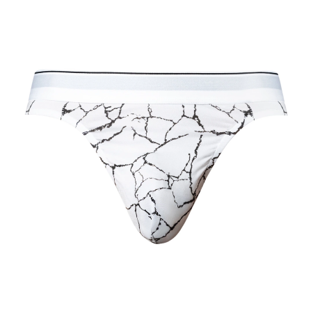 Male Power Soo Cumfy Marble White Men's Modal Thong L/XL