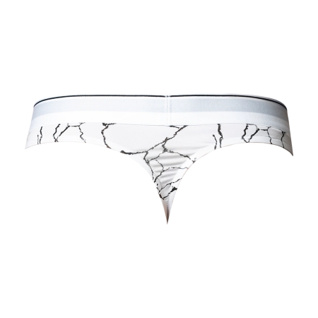 Male Power Soo Cumfy Marble White Men's Modal Thong L/XL