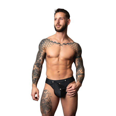 Male Power Oh Snap! Snap Off Jock L/XL Black - Technical Detachable Design