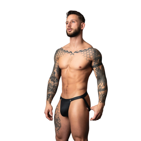 Male Power Snap Off Jock L/XL Black - Easy Release Intimate Wear