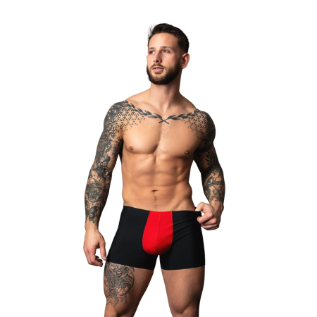 Male Power Hot Mesh Pouch Short S Black/Red Lightweight Micro Mesh