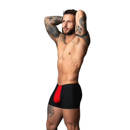 Male Power Hot Mesh Pouch Short S Black/Red Lightweight Micro Mesh