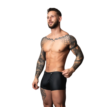 Male Power Snap Off Short XL Black - Matte Rubberized Trunk Underwear