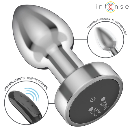 Intense S Metal Plug - 10-Mode Remote Vibrating, Waterproof, Silver