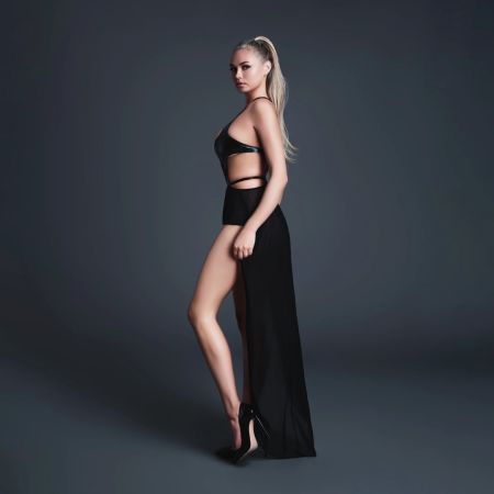 Take Me Vinyl & Mesh Bodysuit with Flirty Skirt XL Black - Elegant Design