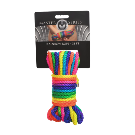 Cuerda Arcoiris Neon Rainbow Bondage Rope 32ft Durable Nylon 7.6mm