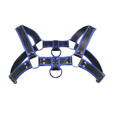 Master Series Bulldog Adjustable Harness Blue Vegan Leather 40.5-52.75"