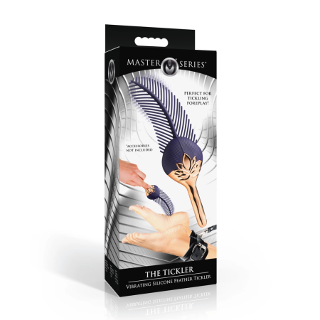 The Tickler Vibrating Silicone Feather - Purple/Gold, 7 Vibration Modes