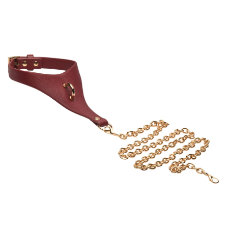 Blush Captivate Adjustable Vegan Leather Collar with Gold Chain Red/Gold
