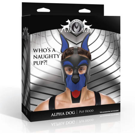 Alpha Dog Blue Adjustable Pup Hood Vegan Leather Unisex Headgear