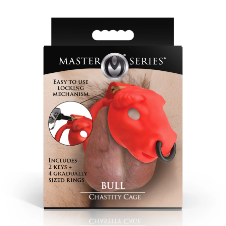 Bull Red Secure Chastity System Adjustable Plastic Cage