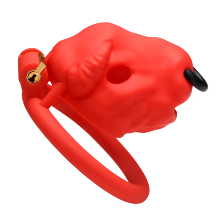 Bull Red Secure Chastity System Adjustable Plastic Cage