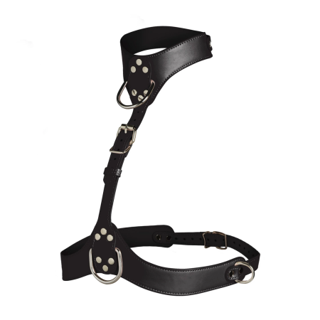 Vixen Chest Harness Vegan Leather Black Adjustable Collar Design
