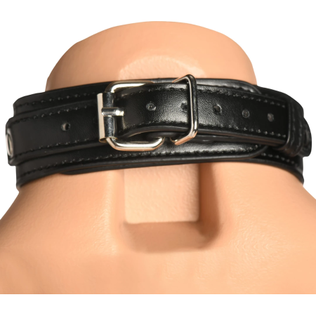 Vixen Chest Harness Vegan Leather Black Adjustable Collar Design