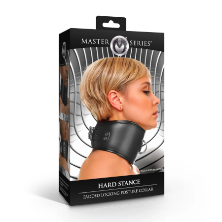 XR Brands Hard Stance Padded Lockable Posture Collar Black Adjustable