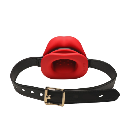 XR Brands Sissy Vibrating Oral Gag Red - Adjustable Silicone System