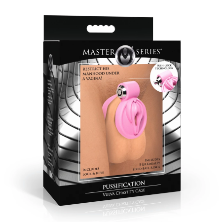Pussification Pink Compact Chastity System with Adjustable Rings