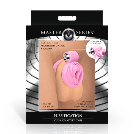 Pussification Pink Compact Chastity System with Adjustable Rings