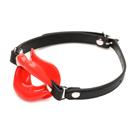 XR Brands Labios Jugosos Silicone Mouth Gag Red Adjustable Strap 1.5"