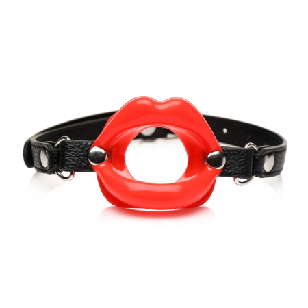 XR Brands Labios Jugosos Silicone Mouth Gag Red Adjustable Strap 1.5"