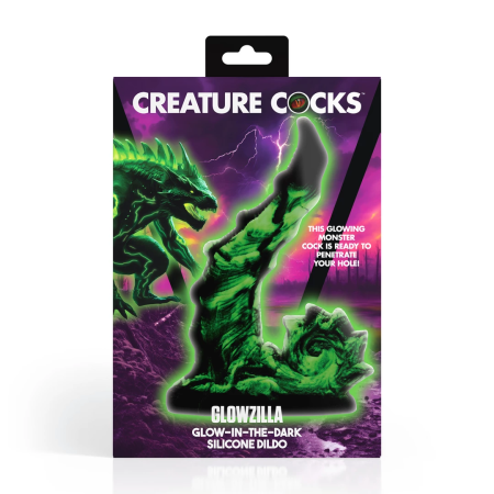 Creature Cocks Glowzilla Silicone Fantasy Model, Glow-in-the-Dark Green/Black