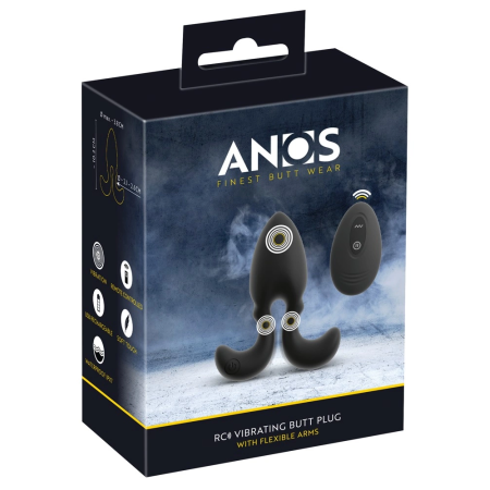ANOS RC Vibrating Plug Flexible Arms 10 Modes Silicone Black 10.2cm