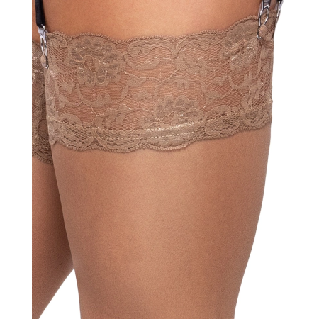 Cottelli Legware Nude Stockings M 20 DEN Wide Lace Top