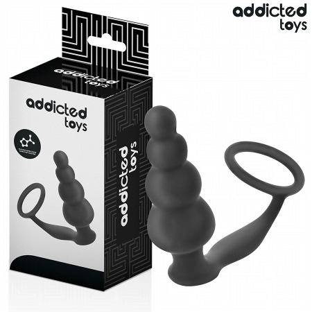 Addicted Toys Silicone Intimate Plug with Ring Model 5 - Black, 235 mm