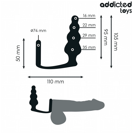 Addicted Toys Silicone Intimate Plug with Ring Model 5 - Black, 235 mm