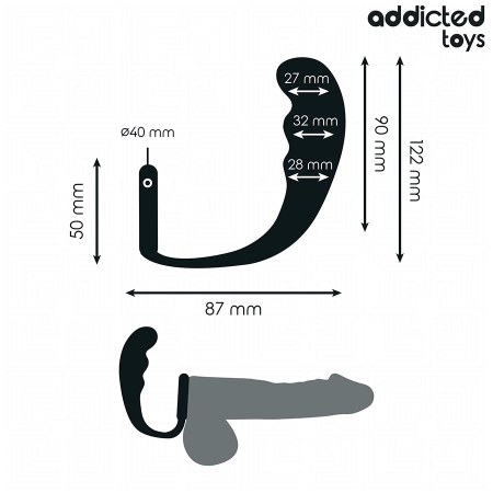 Addicted Toys Silicone Intimate Plug with Ring Model 4 - Black, 204 mm