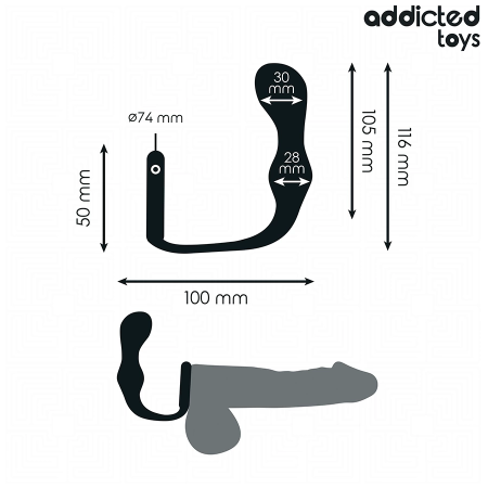 Addicted Toys Silicone Anal Plug Model 3 with Support Ring, 195mm Black