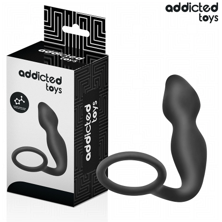Addicted Toys Silicone Plug with Support Ring Model 2 - Black, 197 mm