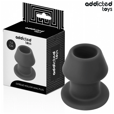 Addicted Toys Extreme Hollow Silicone Plug Size S 7.5 cm - Black