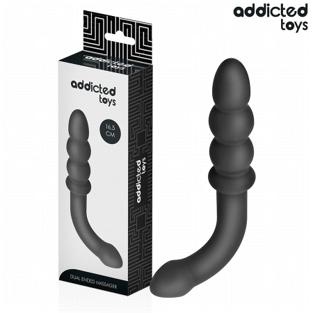 Addicted Toys Double-Ended Silicone Massager 16.5cm Black - Progressive Shape