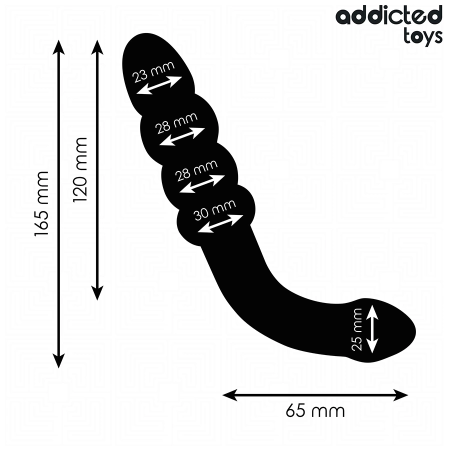 Addicted Toys Double-Ended Silicone Massager 16.5cm Black - Progressive Shape
