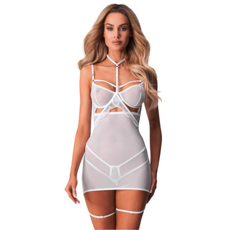 Obsessive Arrowel Chemise White S/M - Adjustable Straps & Lace Details