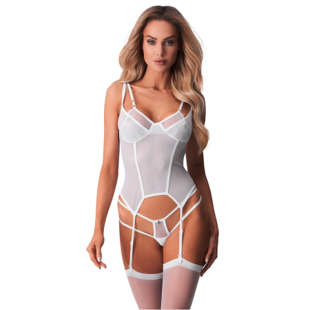 Obsessive Basque Arrowel 2XL/3XL White Lace Adjustable Straps