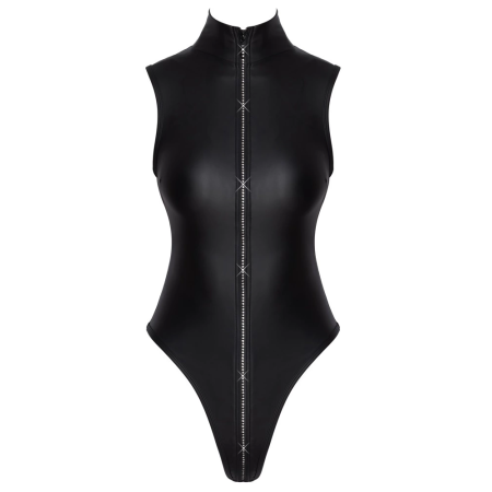 Cottelli BODY Rhinestone Zip XL Matte Look Black High-Cut Thong