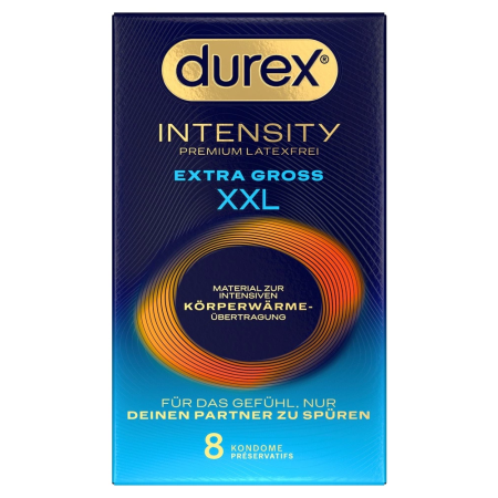 Durex Intensity Extra Large Nitrile Condoms 8 pcs - Latex-Free, 61 mm